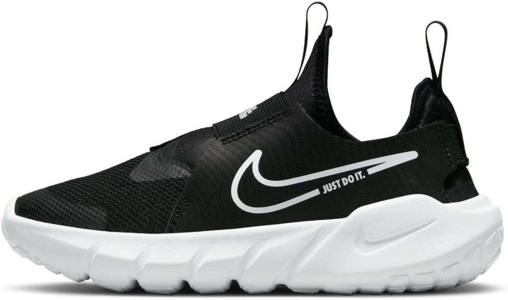 Nike Kid's Flex Runner 2 Big Road Running Shoes, Black White Photo Blue University Gold