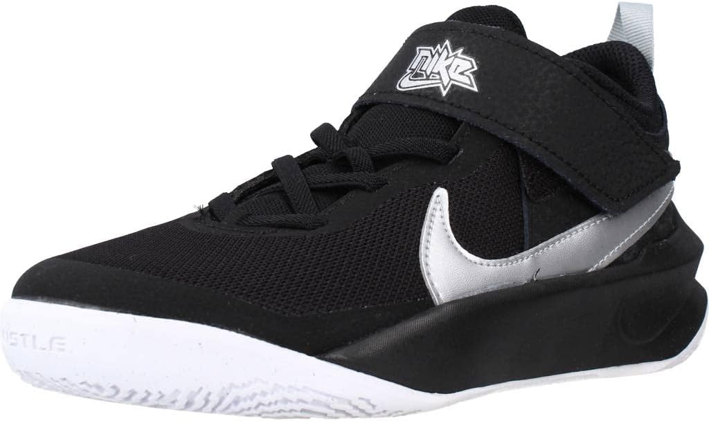 Nike Team Hustle D 10, Sneakers, Black Metallic Silver Volt White