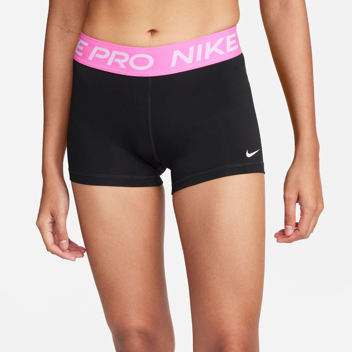 Nike ProWomen's 3" Shorts (Black/Playful Pink/White,) Size