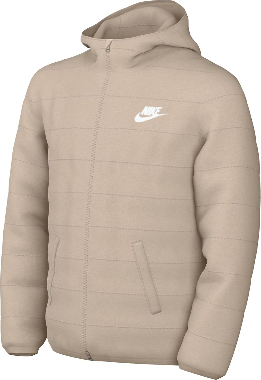 Nike Sportswear Lightweight Synthetic Fill Loose Hooded Jacket, Sanddrift/Sanddrift/White