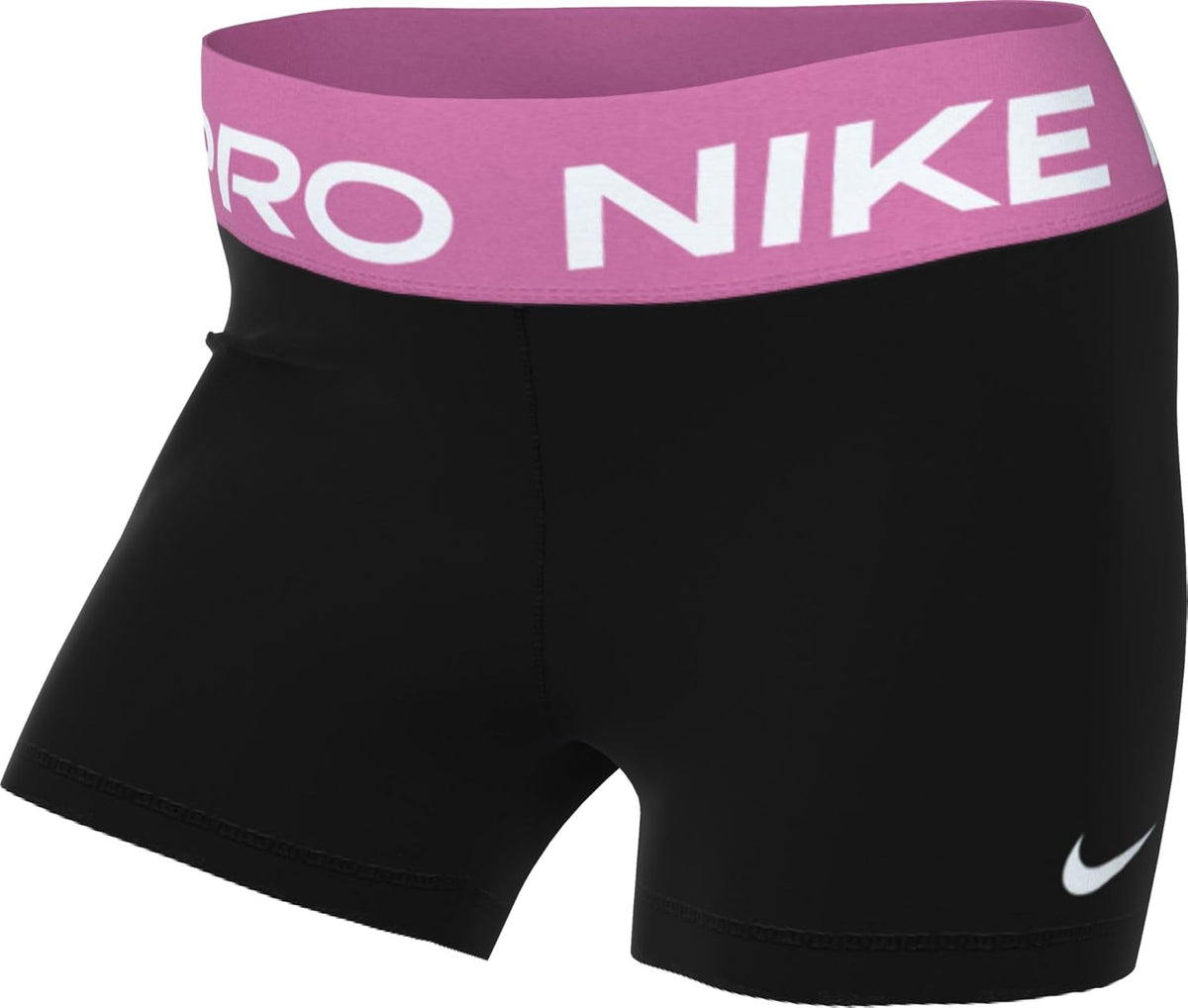 Nike ProWomen's 3" Shorts (Black/Playful Pink/White,), Black/Playful Pink/White