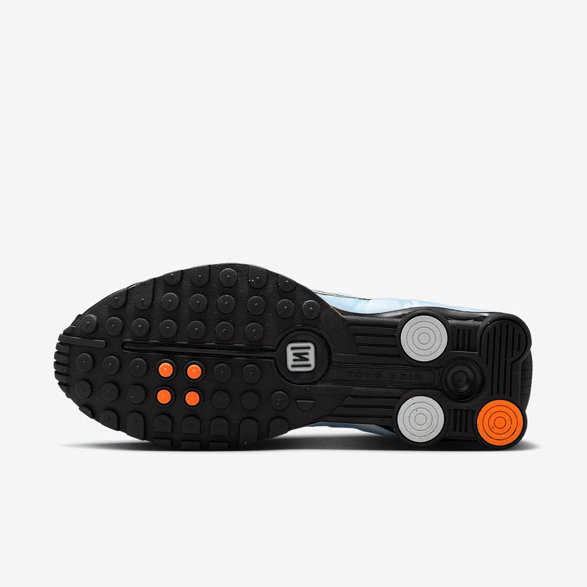 Nike Shox R4 Trainers, Blue Tint Metallic Silver Total Orange