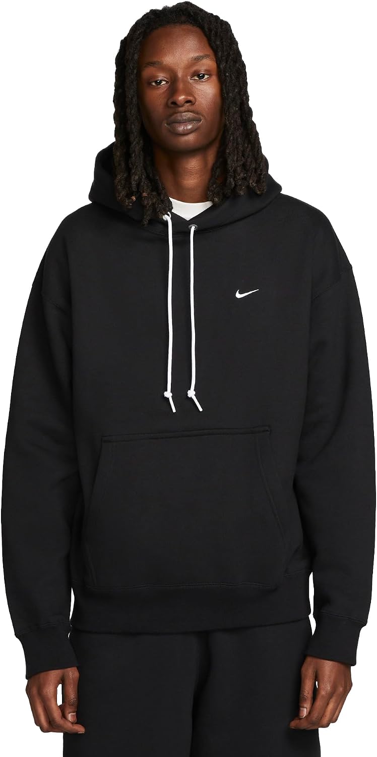 Nike Sportswear Solo Swoosh Fleece Pullover Hoodie, Black/White