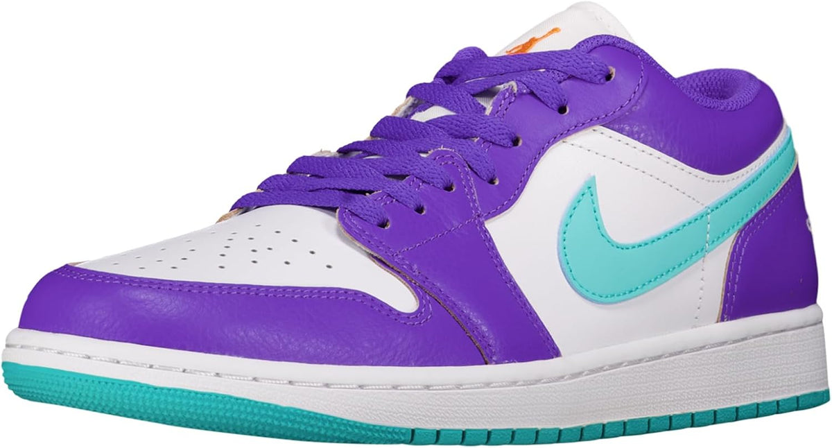 Jordan 1 Low White/Dune Red-Lobster-Sail, Psychic Purple/Hyper Jade-white Cone
