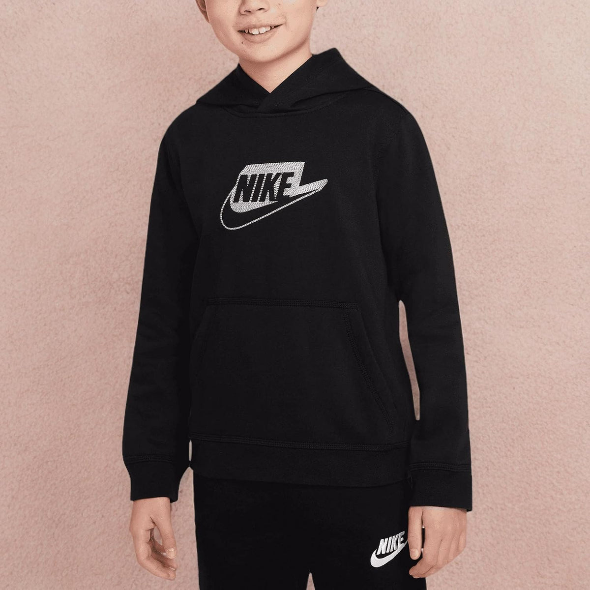 Nike Sportswear Club+ Hbr Pullover Hoodie Extended Plus Sizes (as1, alpha, m, regular, Black/White/White)