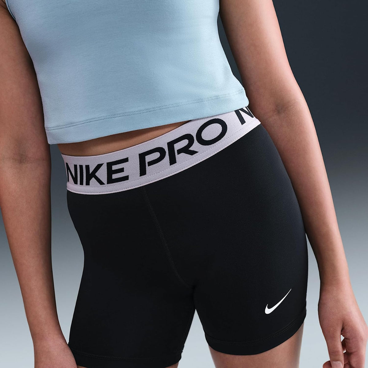 Nike Pro Shorts (Little ), Black/Platinum Violet/White