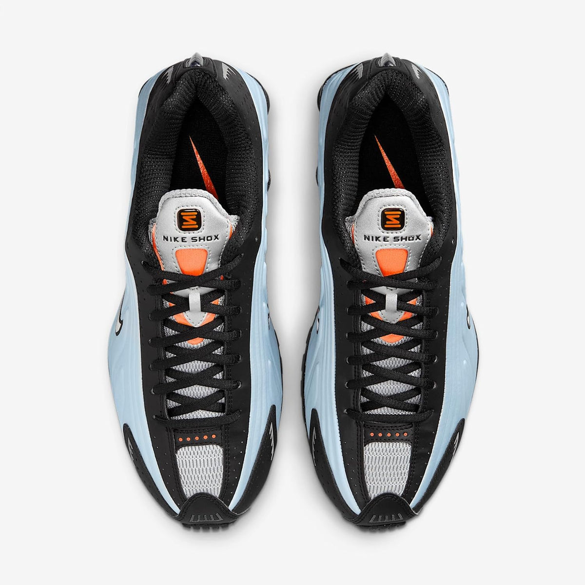 Nike Shox R4 Trainers, Blue Tint Metallic Silver Total Orange