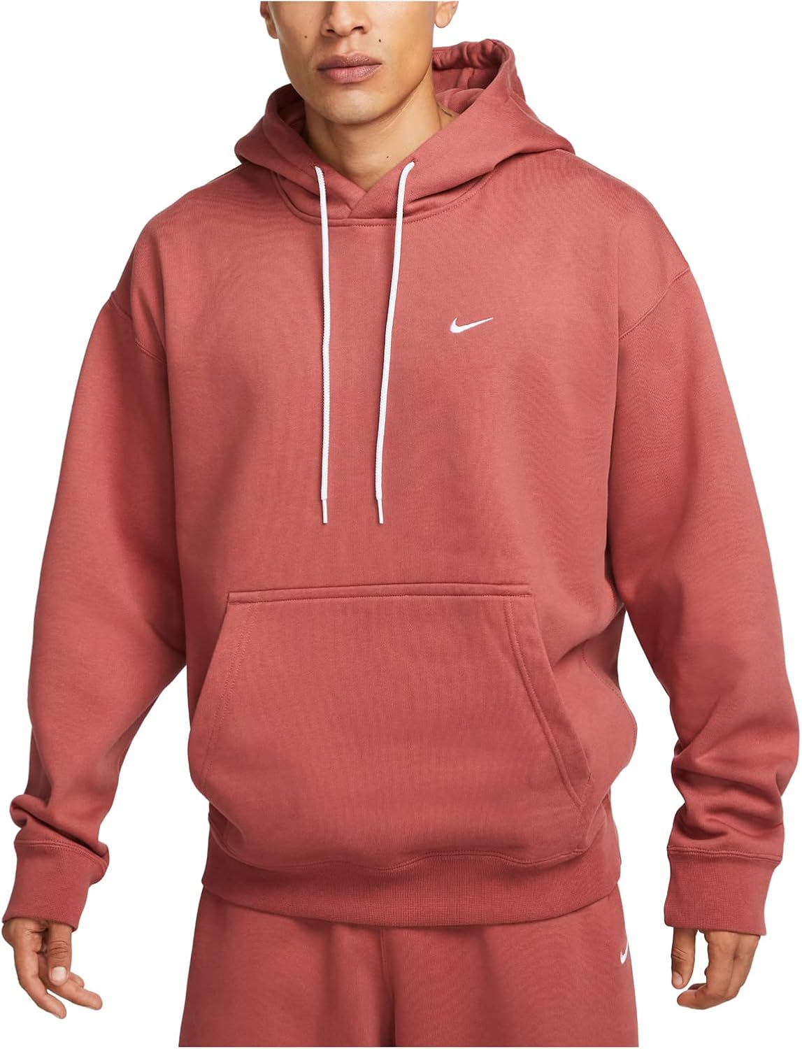 Nike Sportswear Solo Swoosh Fleece Pullover Hoodie (US, Alpha, Small, Regular, Regular, Black/White)