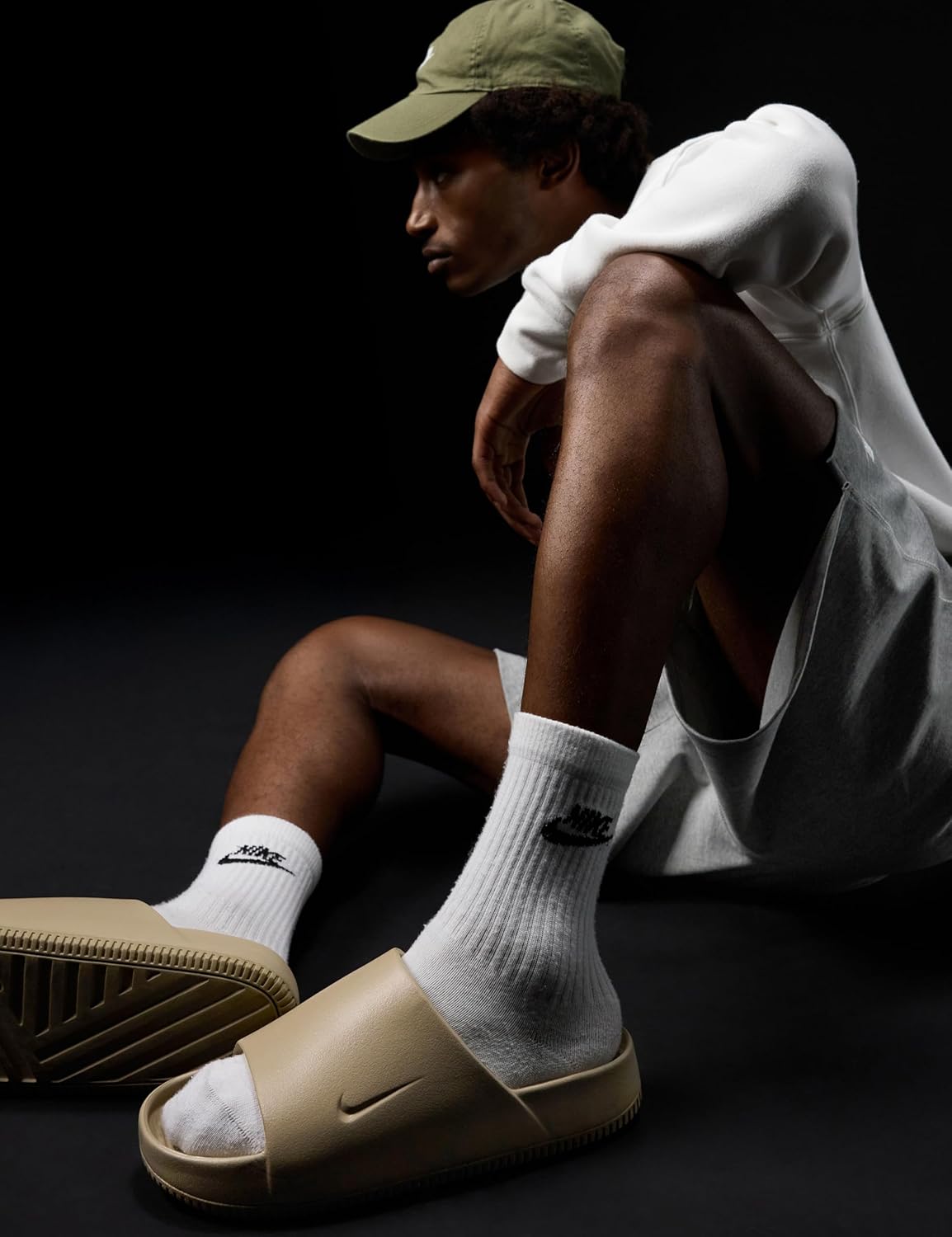 Nike Calm Slides, Khaki/Khaki