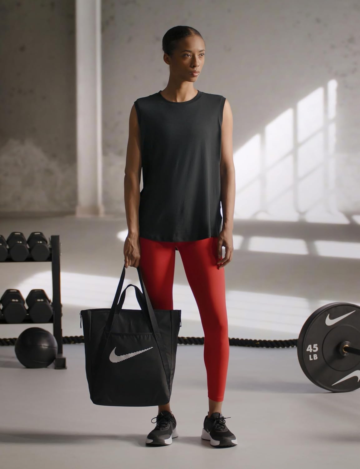 Nike Gym Tote (28L), Black/Black/White, Black/Black/White