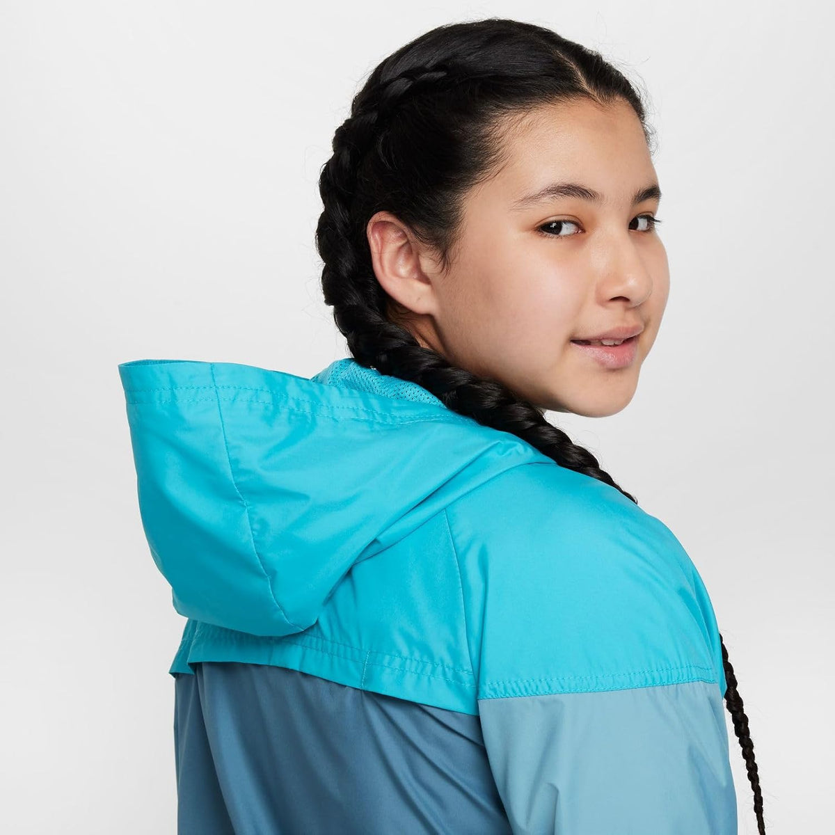 Nike Sportswear Windrunner Hooded Repel Jacket, Dusty Cactus/Smokey Blue/Denim Turquoise/White