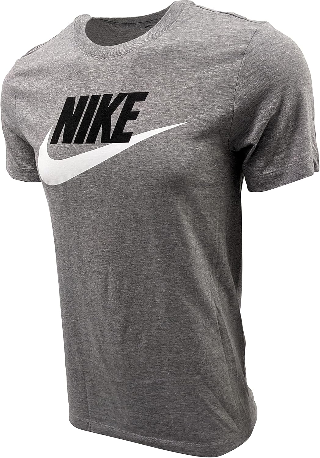 Nike Sportswear Logo T-Shirt (Small, Grey/Black Text/White Swoosh), Grey/Black Text/White Swoosh
