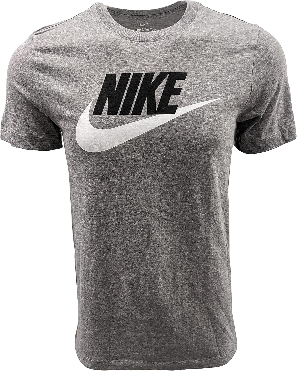 Nike Sportswear Logo T-Shirt (Small, Grey/Black Text/White Swoosh), Grey/Black Text/White Swoosh