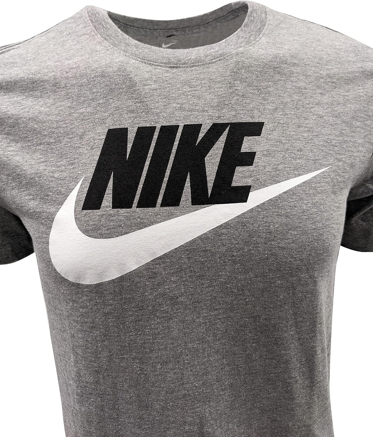 Nike Sportswear Logo T-Shirt (Small, Grey/Black Text/White Swoosh), Grey/Black Text/White Swoosh