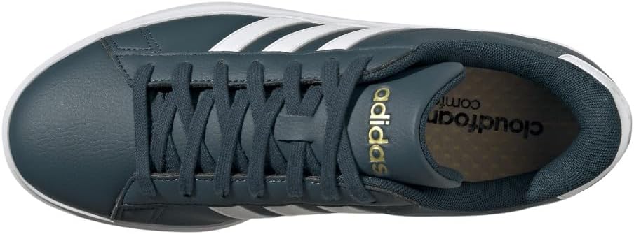 Adidas Grand Court Cloudfoam Lifestyle Comfort Sneaker, Arctic Night/White/Gold Metallic