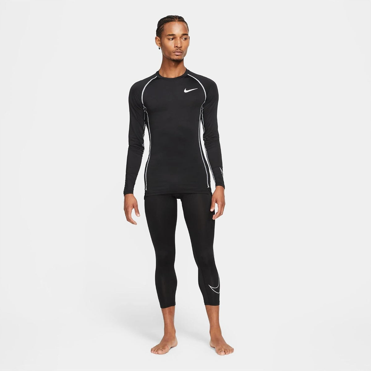 Nike Pro Dri-FIT 3/4 Tights (as1, Alpha, xx_l, Regular, Regular, Black/White, XX-Large)