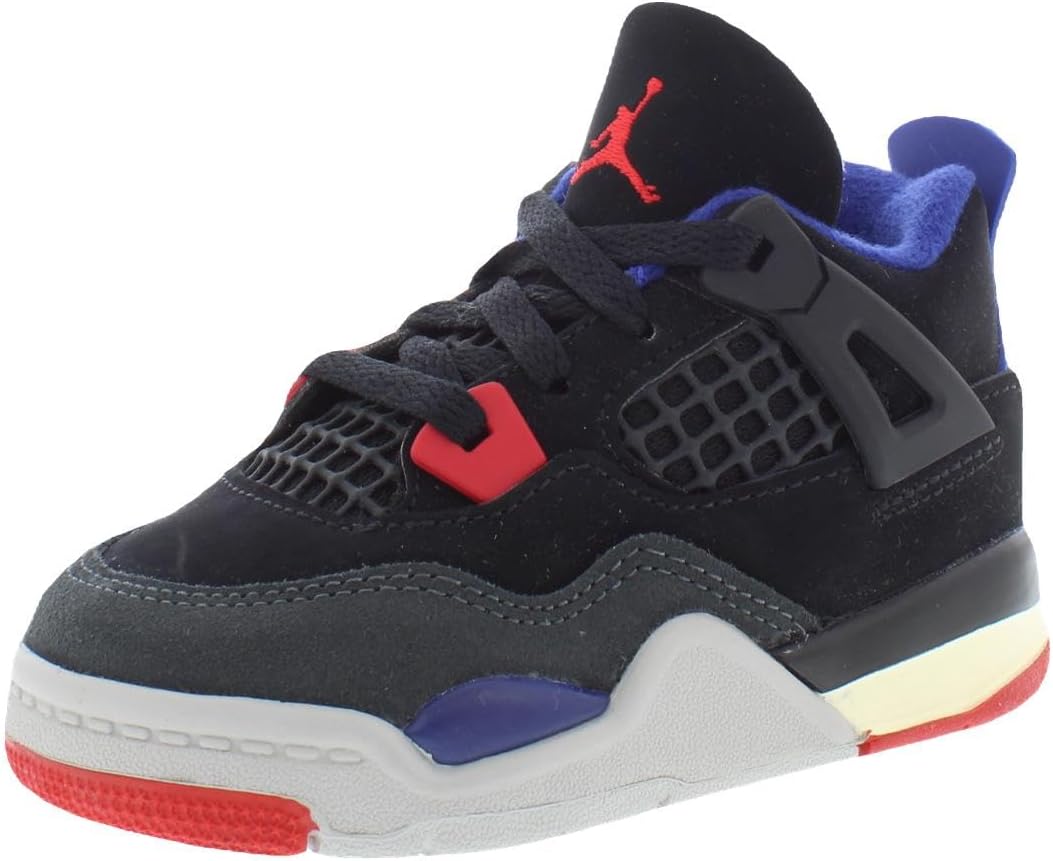 Jordan 4 Retro 'Rare Air', Black/Fire Red-deep Royal Blue