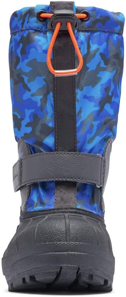 Columbia child POWDERBUG FORTY PRINT Snow Boot, Shark/Tangy Orange, 4