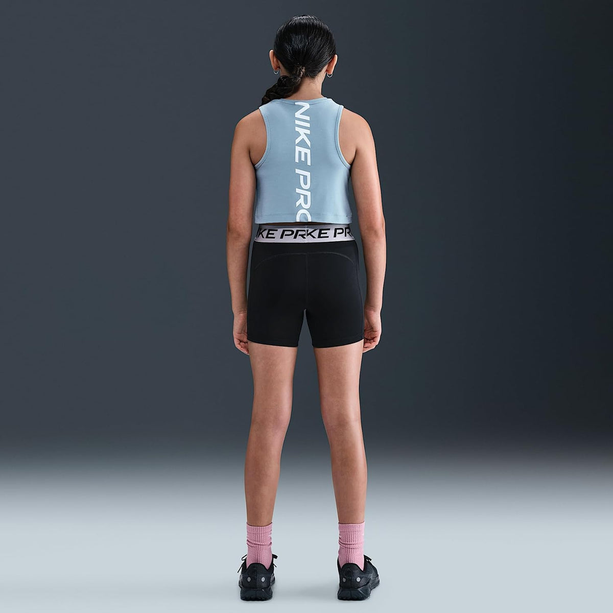 Nike Pro Shorts (Little ), Black/Platinum Violet/White