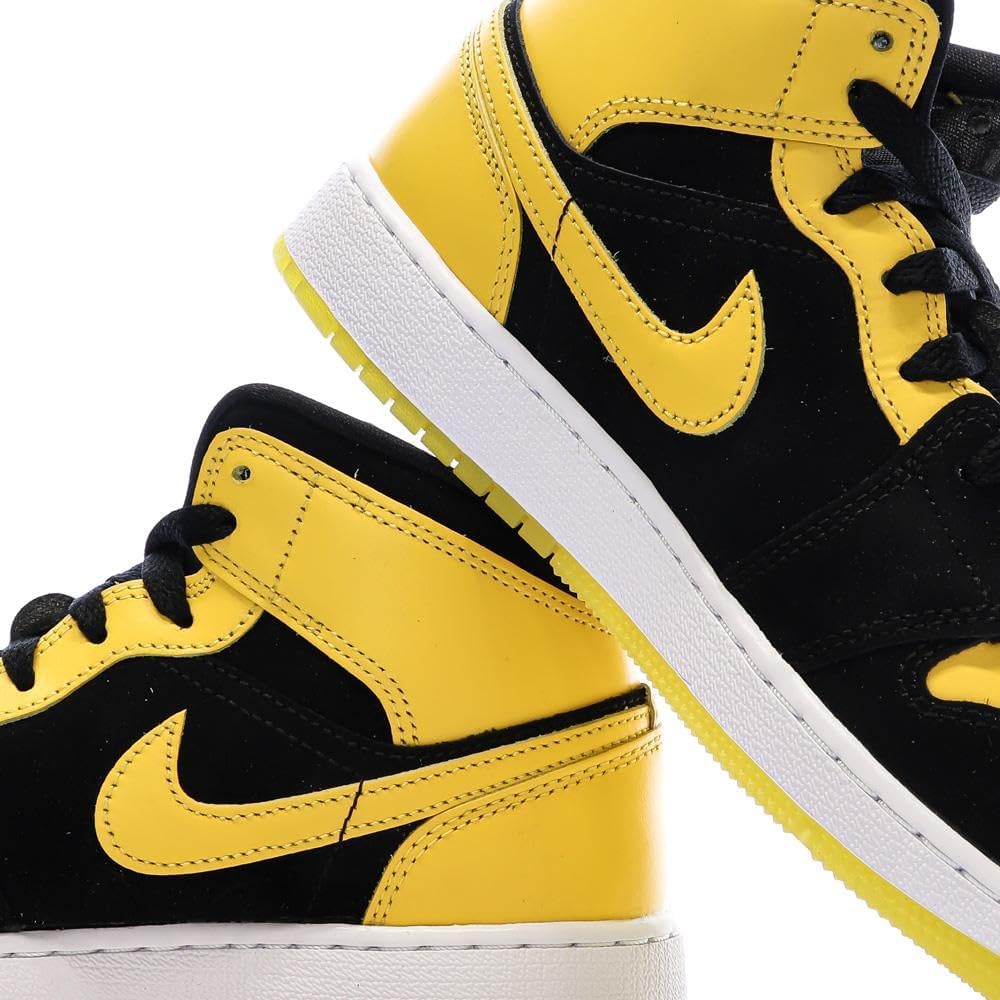 Air Jordan 1 Mid "White/Deep Royal Blue-University Red", Black/Varsity Maize/White