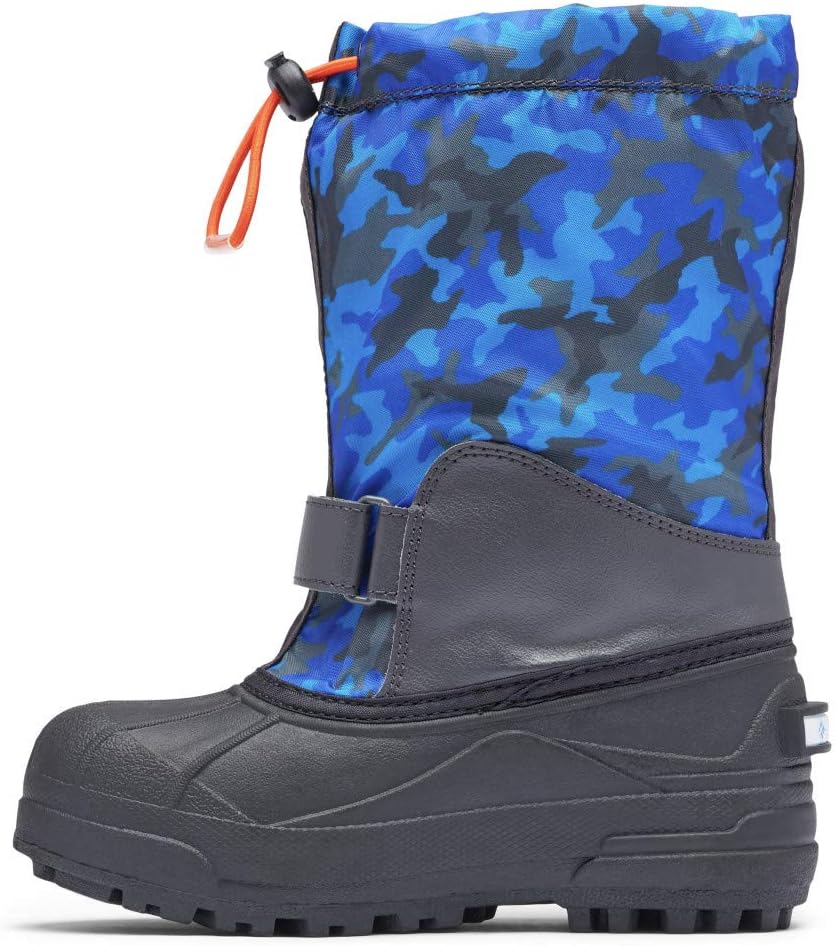 Columbia child POWDERBUG FORTY PRINT Snow Boot, Shark/Tangy Orange, 4