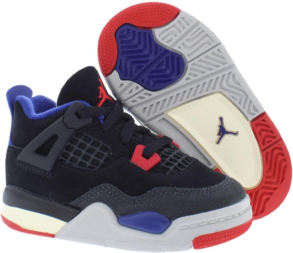 Jordan 4 Retro 'Rare Air', Black/Fire Red-deep Royal Blue