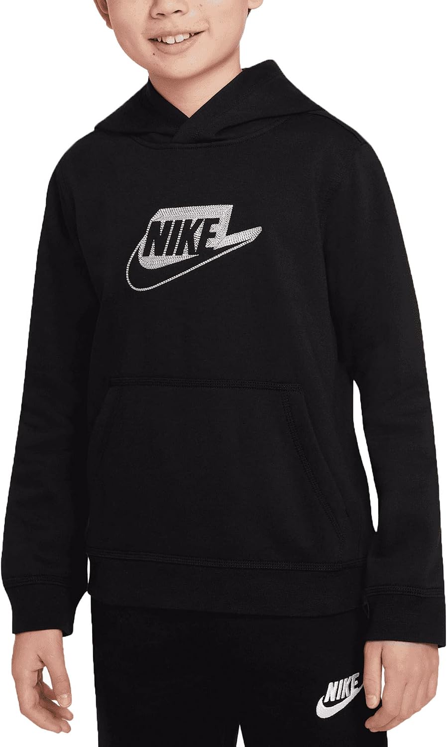 Nike Sportswear Club+ Hbr Pullover Hoodie Extended Plus Sizes (as1, alpha, m, regular, Black/White/White)