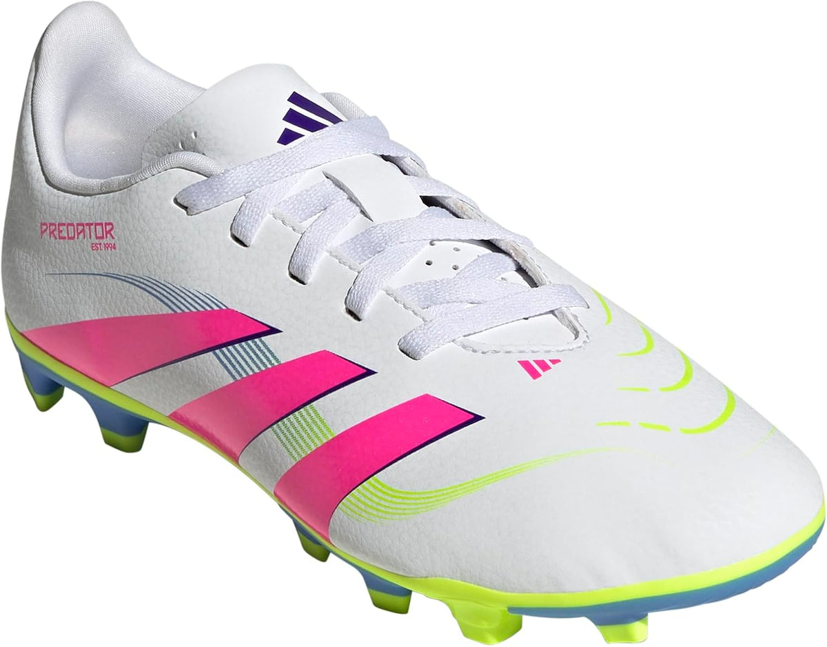 Adidas Club Predator Firm Ground/Multi Ground Soccer,White/Lucid Pink/Lucid Lemon
