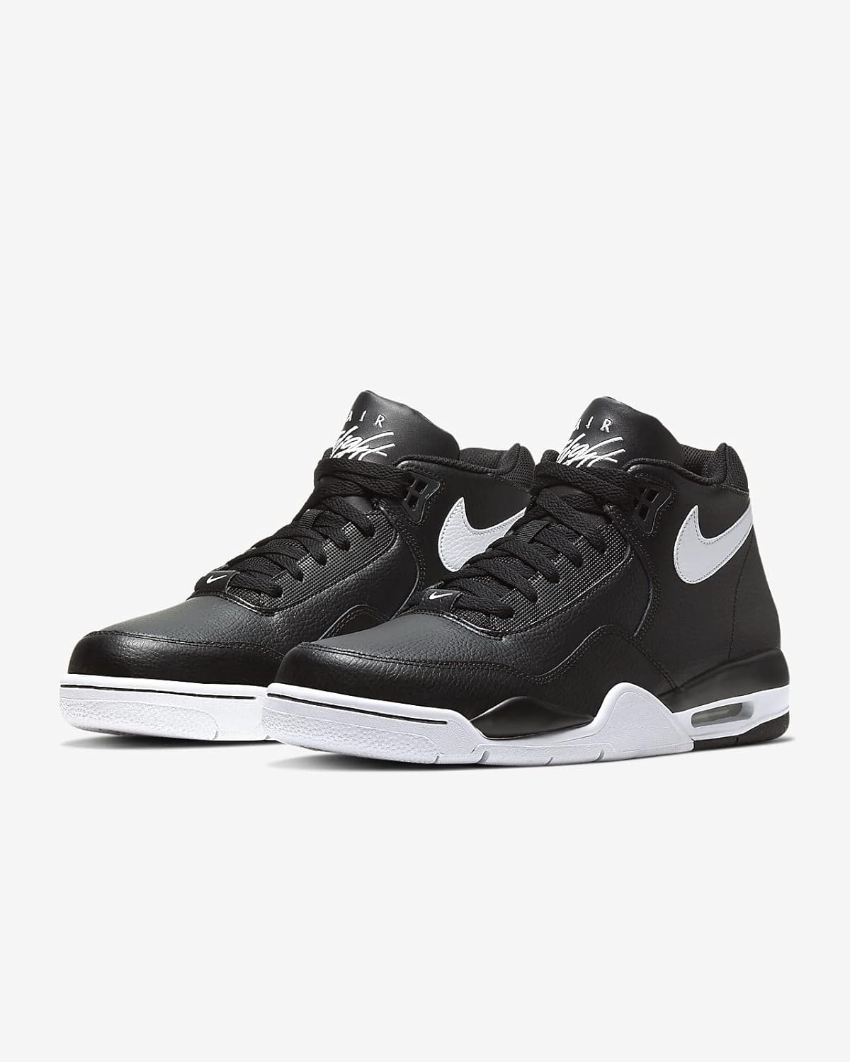 Nike Flight Legacy Leather Trainers Sneakers Basketball Shoes (Black/White 002), Black White