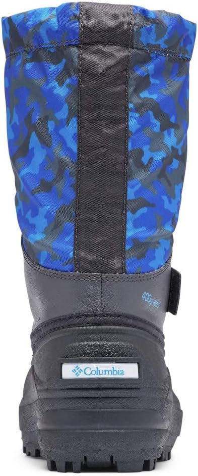 Columbia child POWDERBUG FORTY PRINT Snow Boot, Shark/Tangy Orange, 4