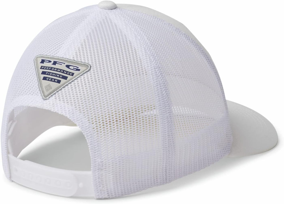 Columbia PFG Logo Ball Cap, Breathable, Adjustable, White/PFG Hooks, One Size (1723291)