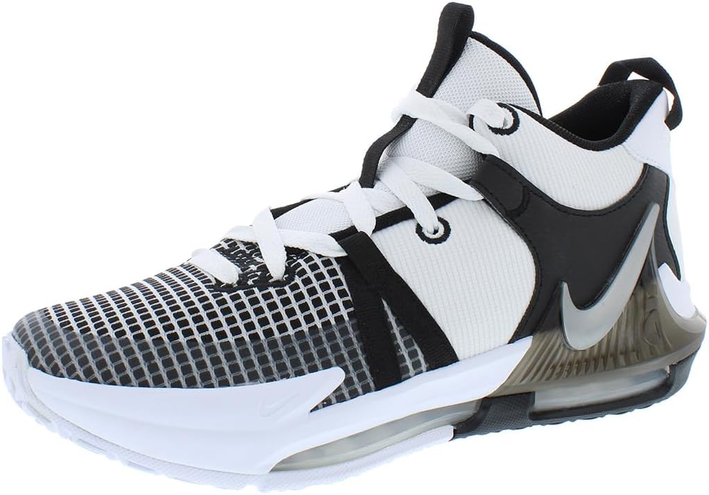 Nike Lebron Witness 7 Basketball Shoes Grade School, White/Metallic Silver/Black
