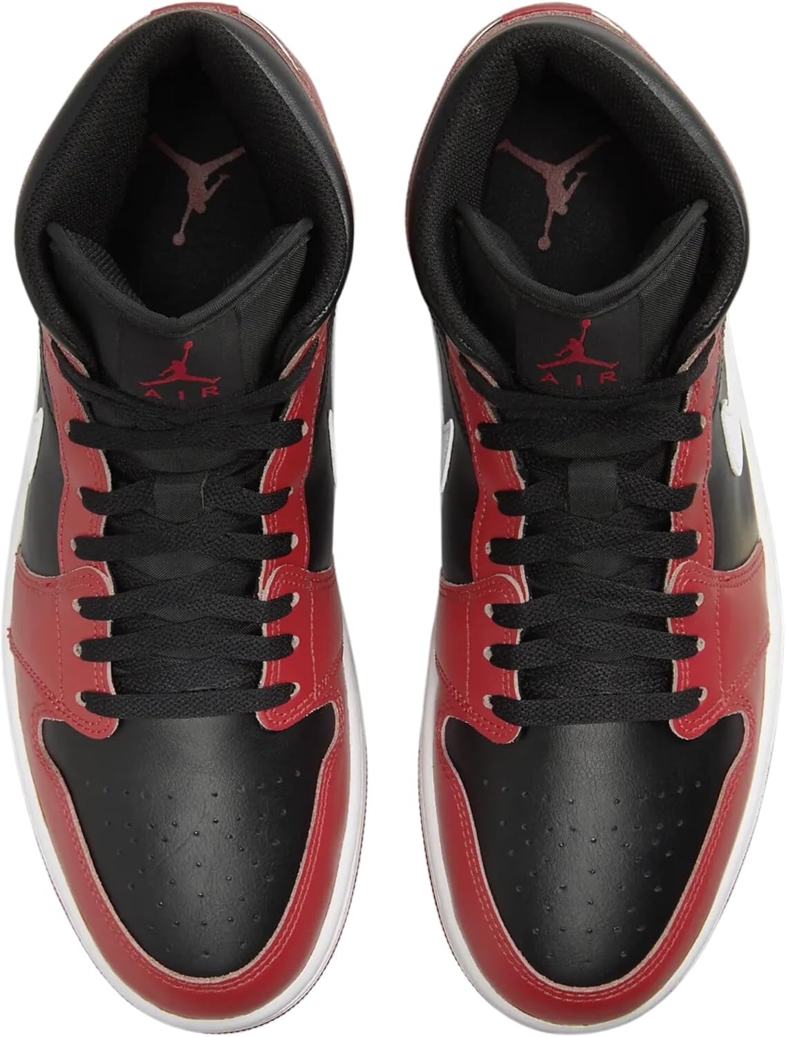 Jordan 1 Mid Shoes, Black/Gym Red/White