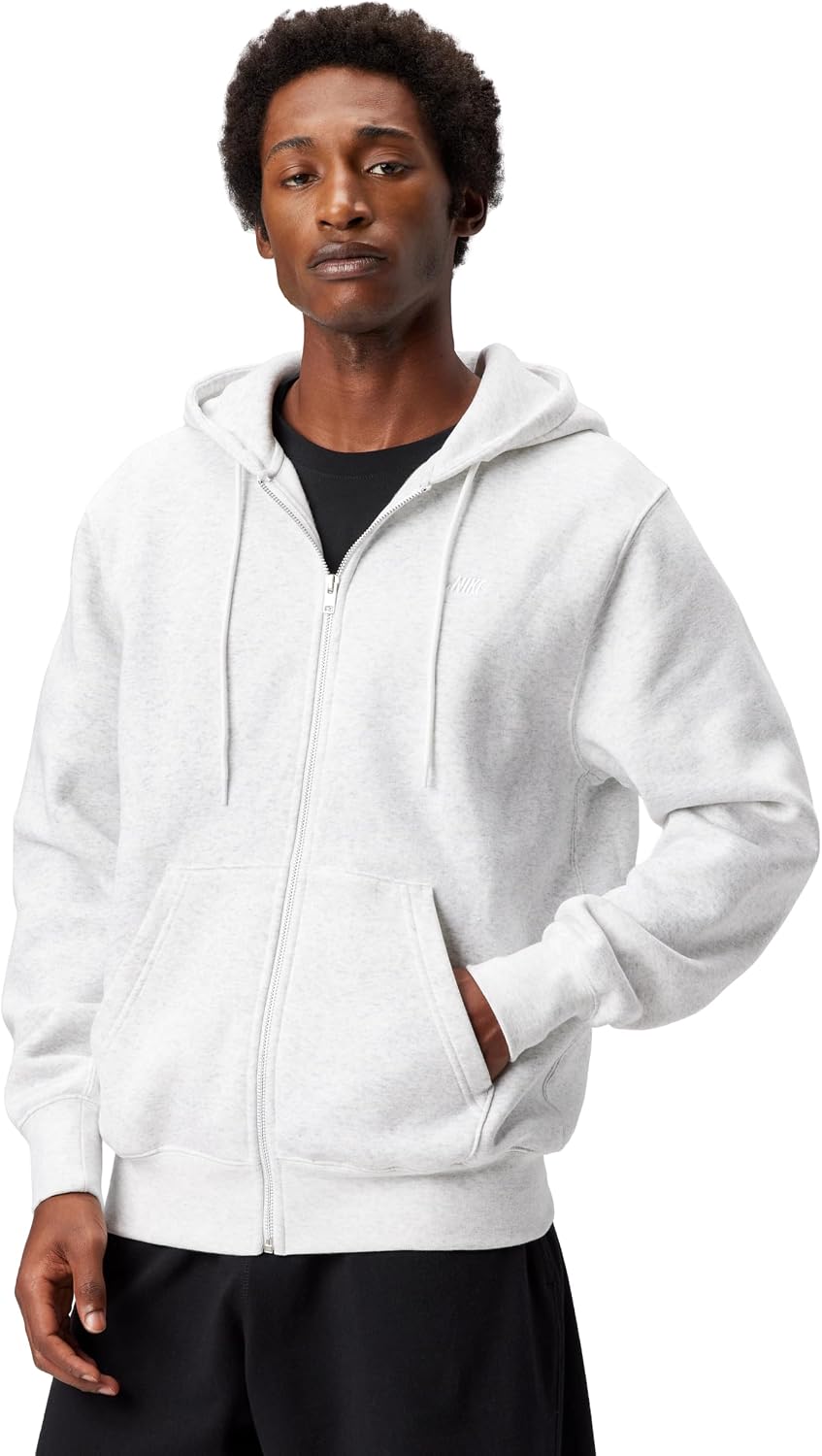 Nike Club Full-Zip Fleece Hoodie, Mosswood Brown/Mosswood Brown/White