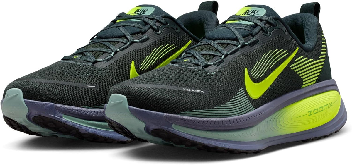 Nike Vomero 18 Laced Shoes, Seaweed/Volt-Cannon-Sanded Purple-Black
