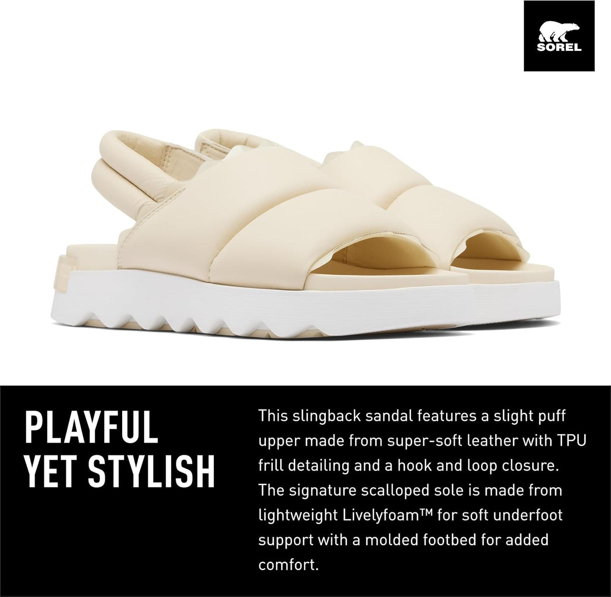 SOREL Viibe Slingback Slip-Ons - Honey White, Sea Salt -