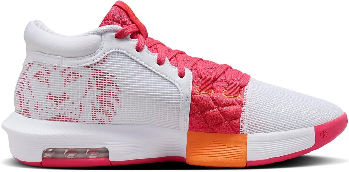 Nike Basketball Shoe, White/Bright Mandarin/Aster Pink