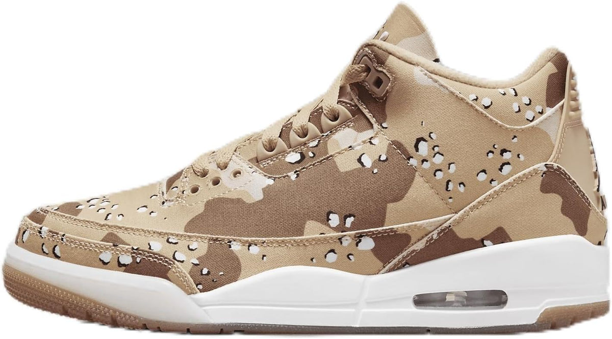 Air Jordan 3 Retro Tex Desert Camo Shoes, Dark Driftwood Sail Hemp