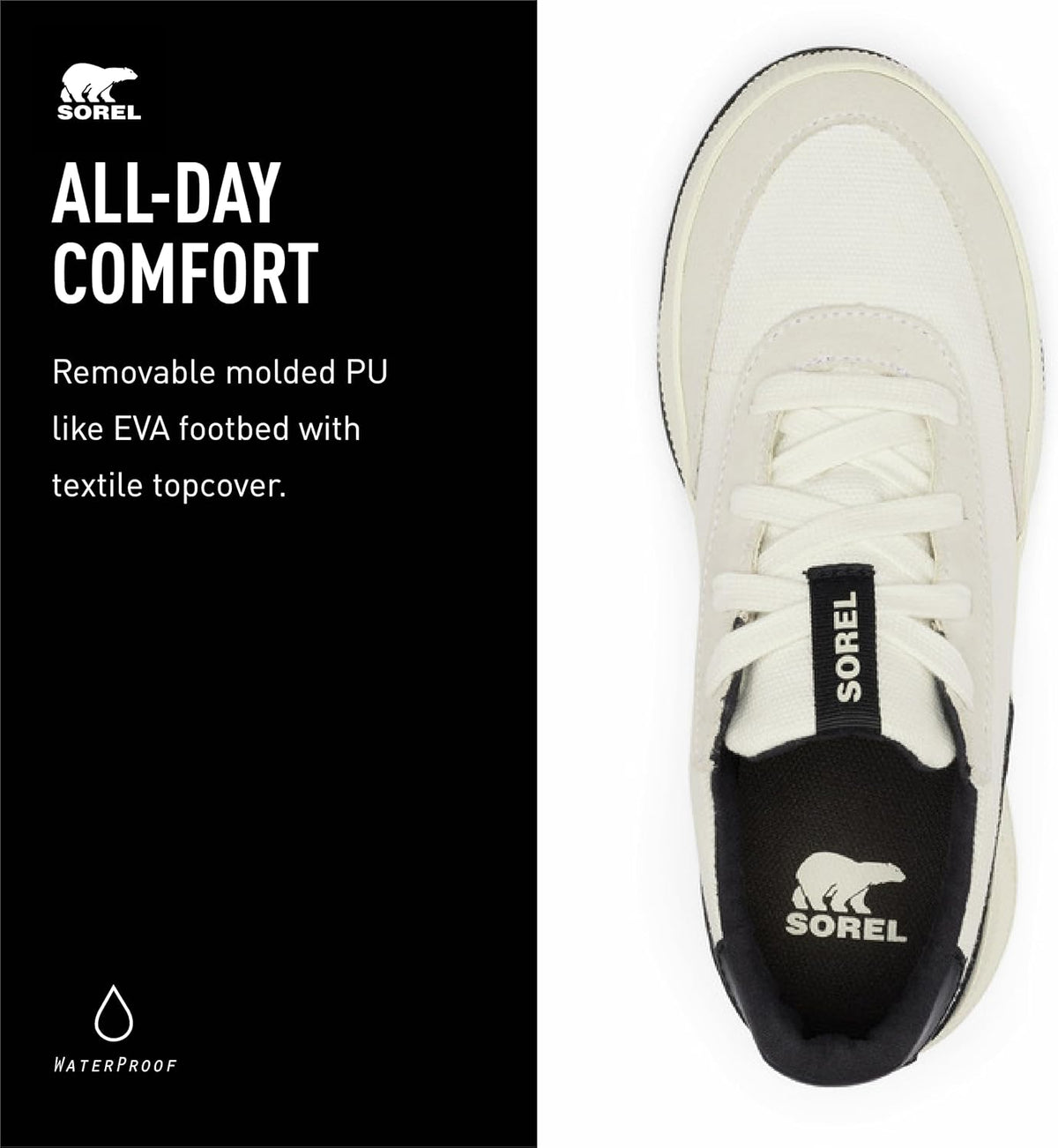 Sorel Out N About LLL City Waterproof Sneakers - Sea Salt, Black -