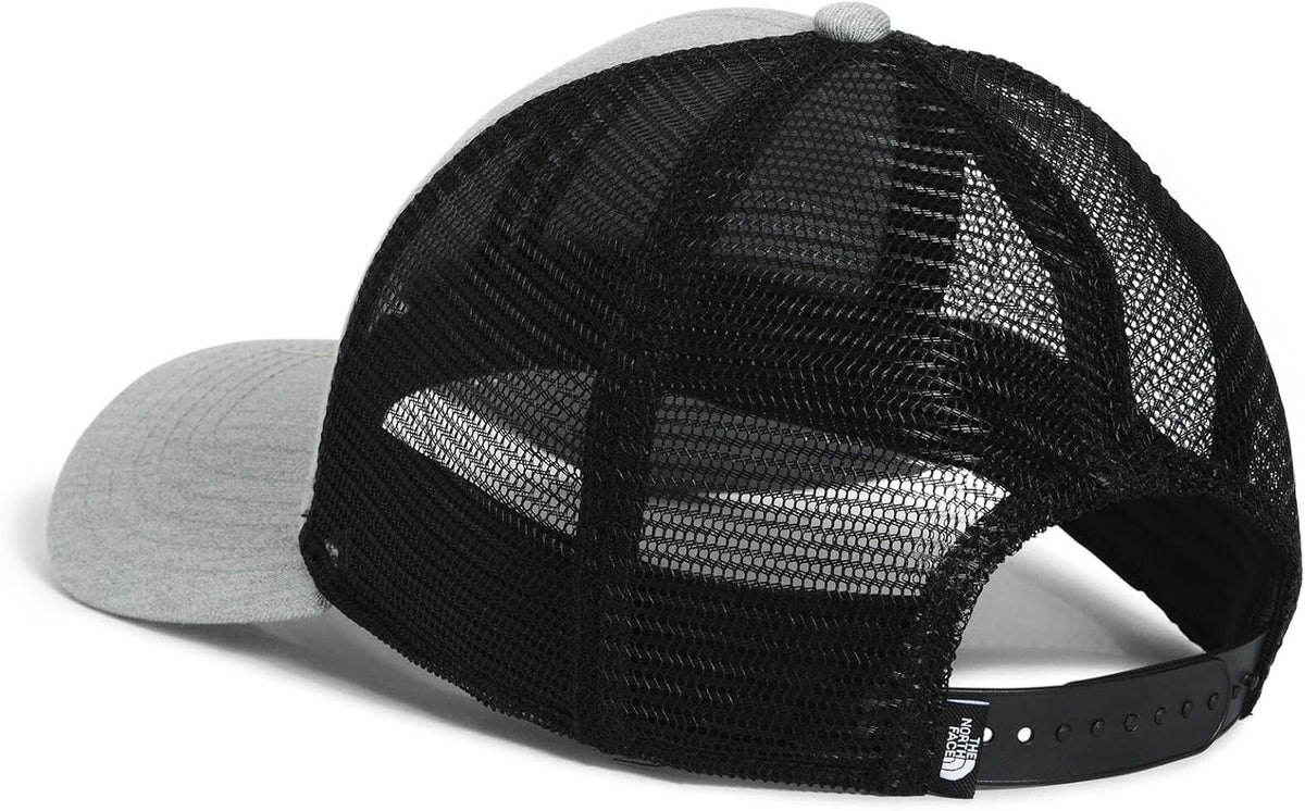 The North Face Embroidered Mudder Trucker - Breathable Baseball Cap for &, Classic Fit Mesh Back Hat for Summer, Light Grey Heather/Bear Graphic