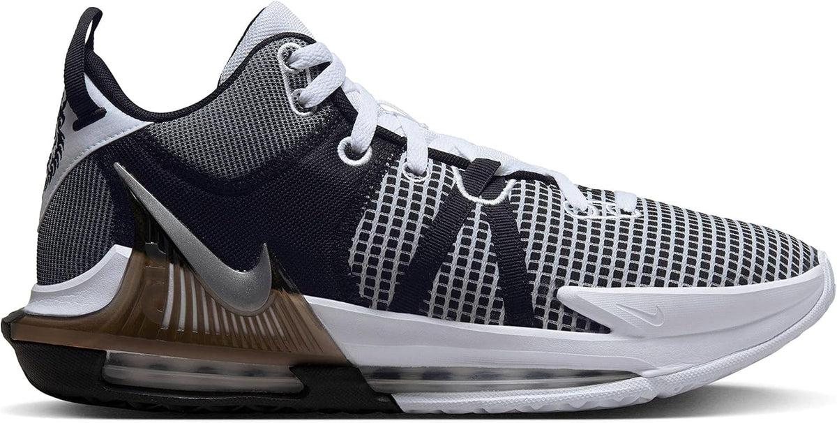 Nike Lebron Witness 7 Basketball Shoe, White/Metallic Silver-black